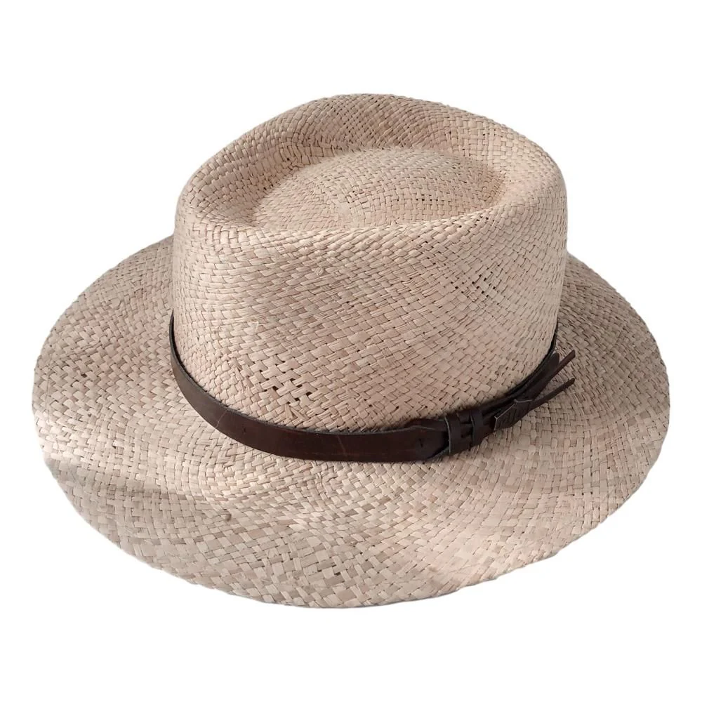 MJM Milas Panamahatt Natural med Läder – S (56 cm)