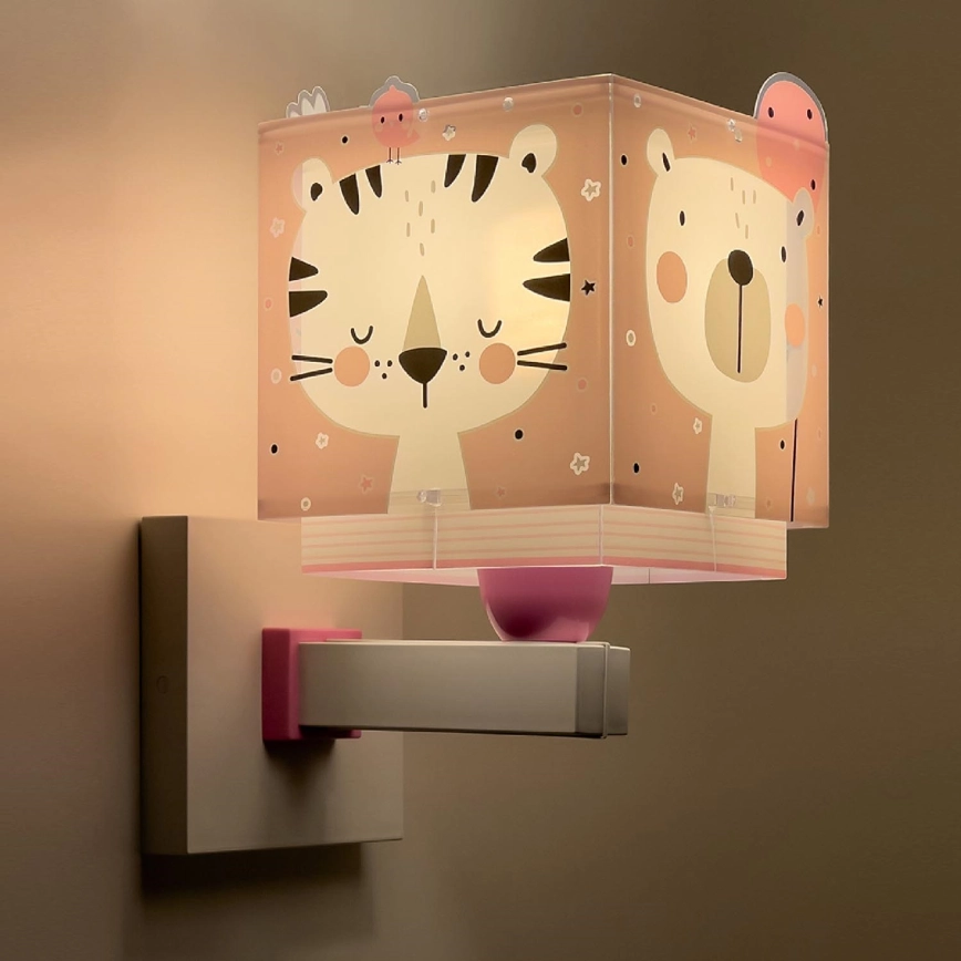 Dalber 63119S – Vägglampa för barn  JUNGLE 1xE27/15W/230V rosa
