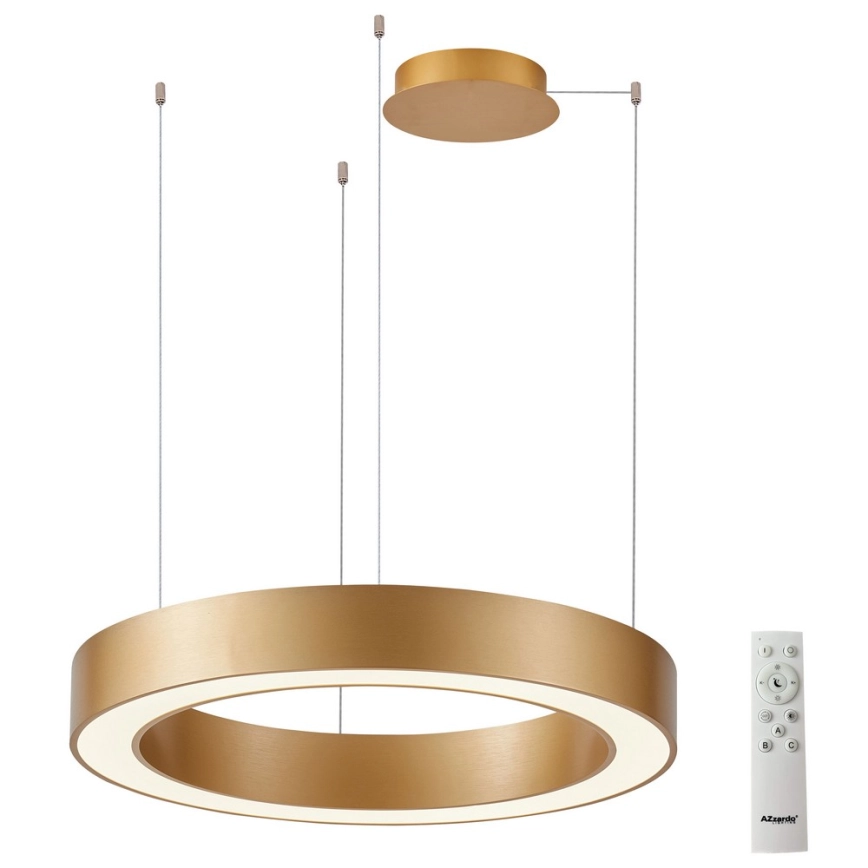 Azzardo AZ5048 – LED ljusreglerad ljuskrona på textilsladd MARCO LED/60W/230V guld + fjärrkontroll