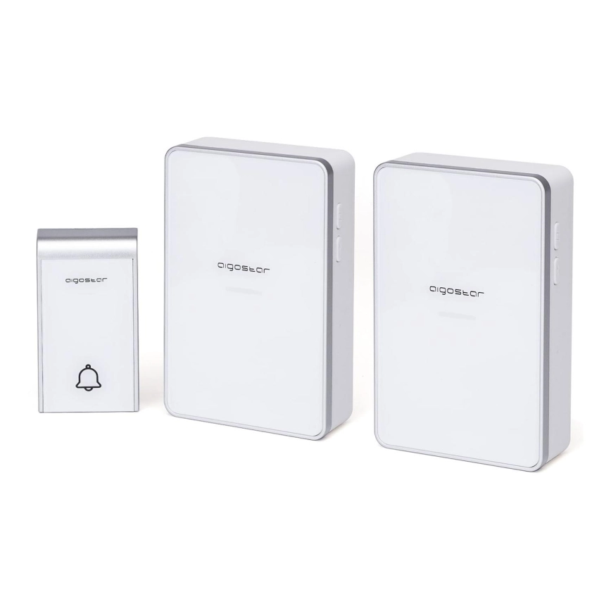Aigostar – KIT 2x Trådlös dörrklocka 3xAA/12V IP44 vit