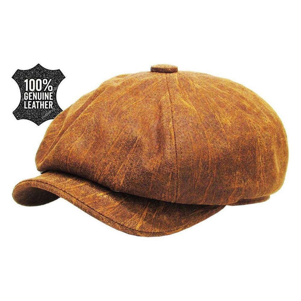 Ljusbrunt läder Newsboy Sixpence