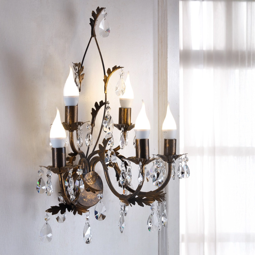 ONLI – Vägglampa TERESA 5xE14/6W/230V brons