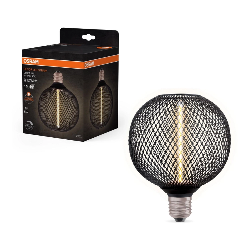 LED Ljusreglerad glödlampa DECOR  FILAMENT G125 E27/3,5W/230V 1800K svart – Osram