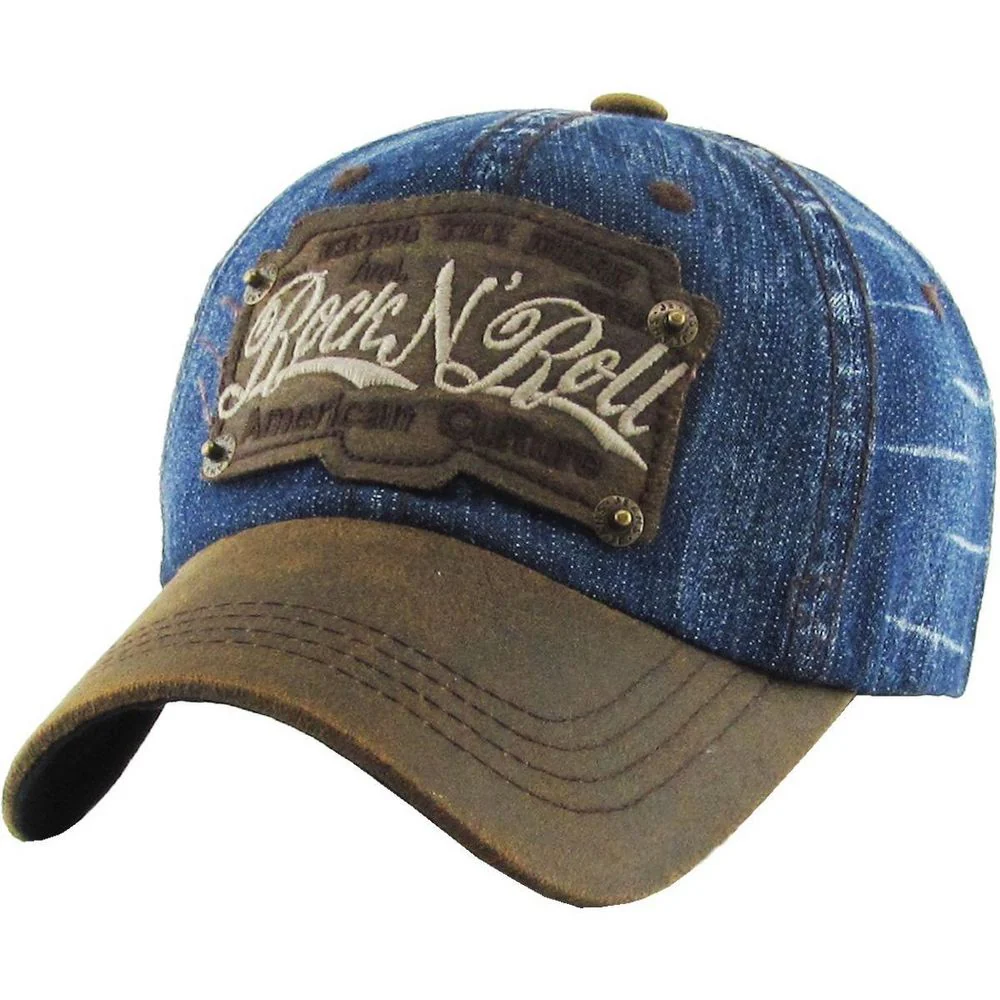 ROCK N ROLL VINTAGE BALLCAP – BLÅ DENIM