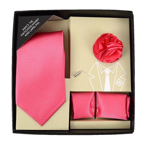 Slips + Näsduk & Lapel Flower Set – Rosa