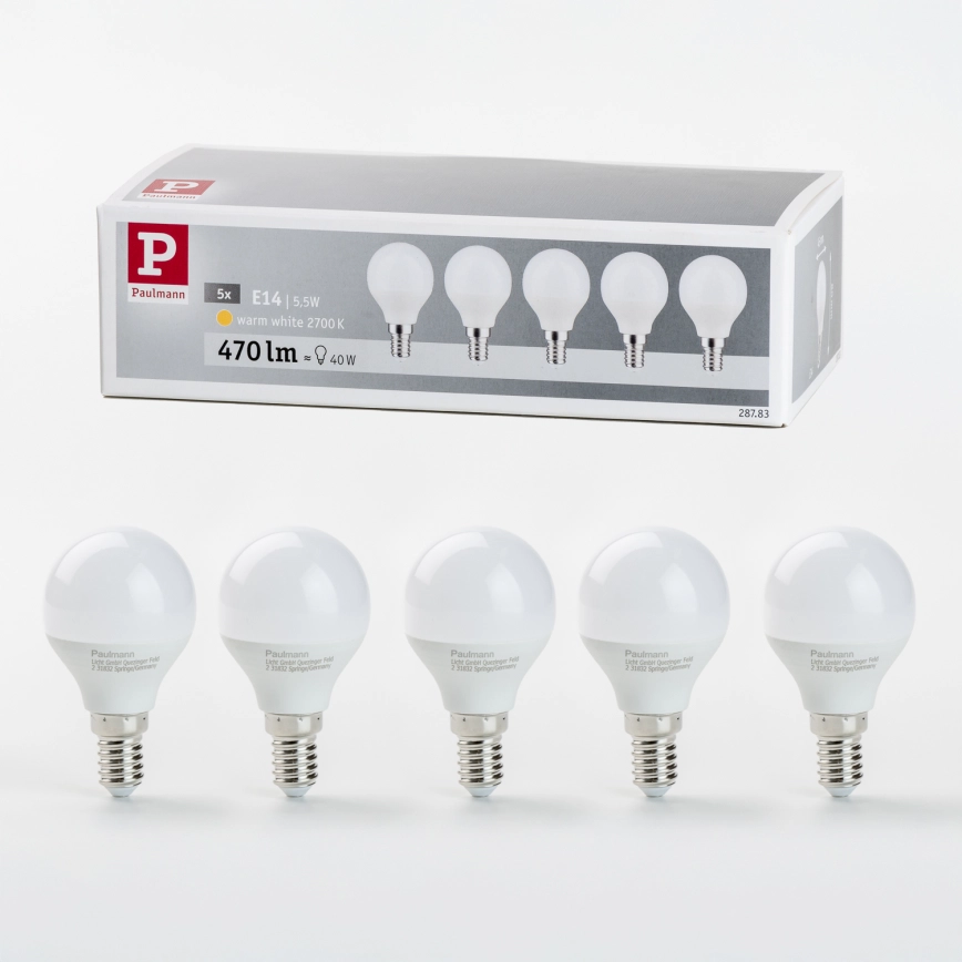KIT 5x LED glödlampa P45 E14/5,5W/230V 2700K – Paulmann 28783