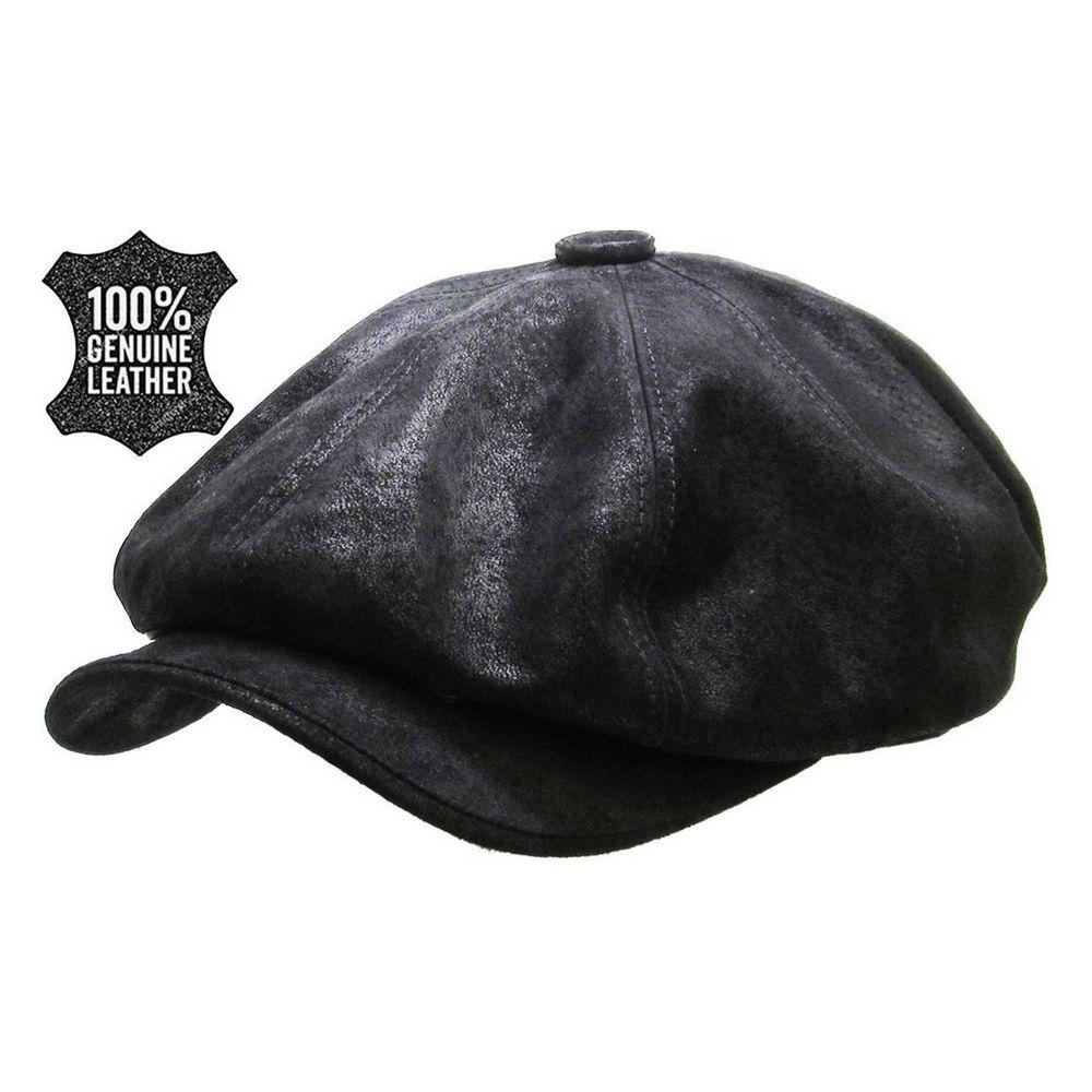 Black Leather Newsboy Sixpence