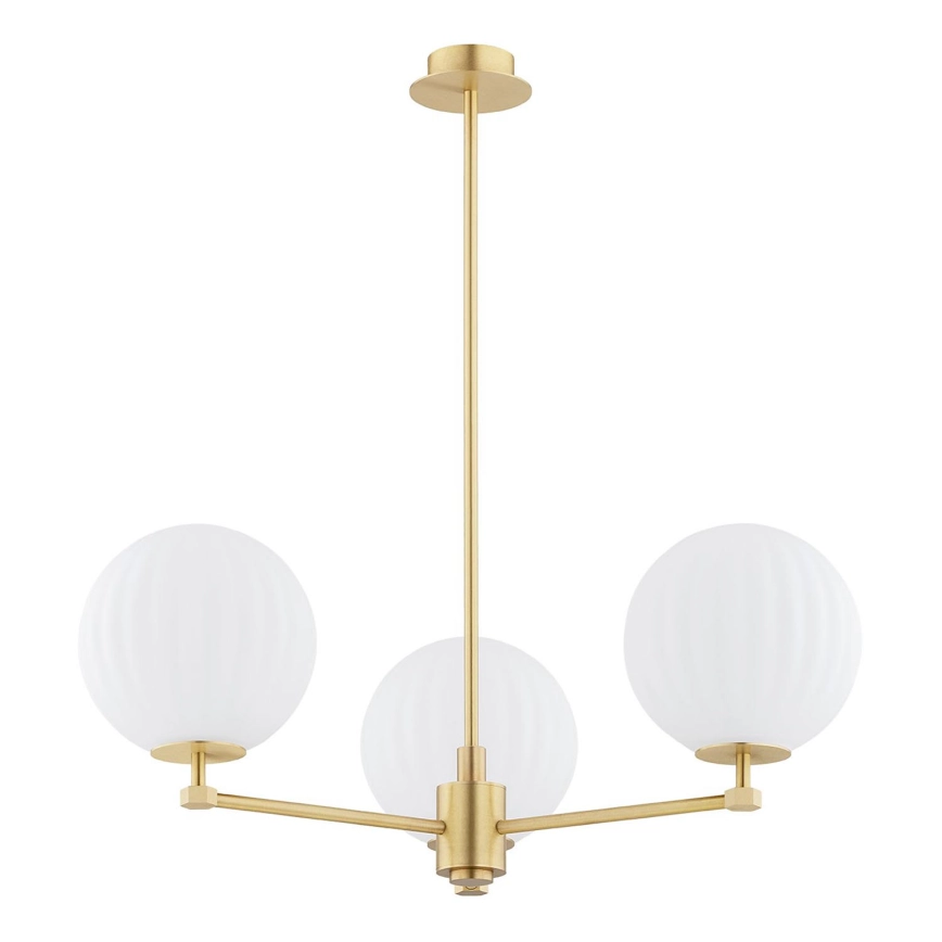 Argon 6307 – Pendelkrona PALOMA 3xE14/7W/230V guld/vit