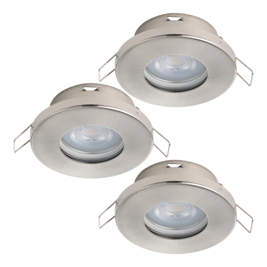 Eglo – KIT 3xLED Badrum infälld lampa 1xGU10/4W/230V IP44 matt krom