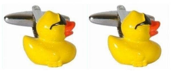 Gula gummianka Rhodiumpläterade manschettknappar