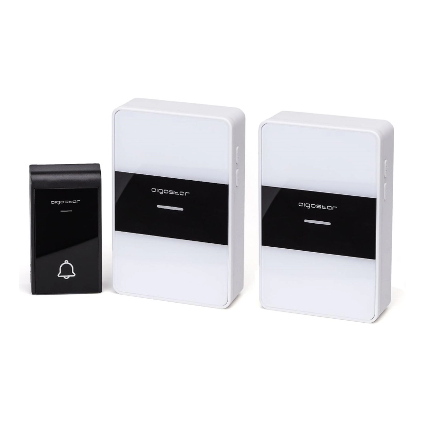 Aigostar – KIT 2x Trådlös dörrklocka 3xAA/12V IP44 vit/svart