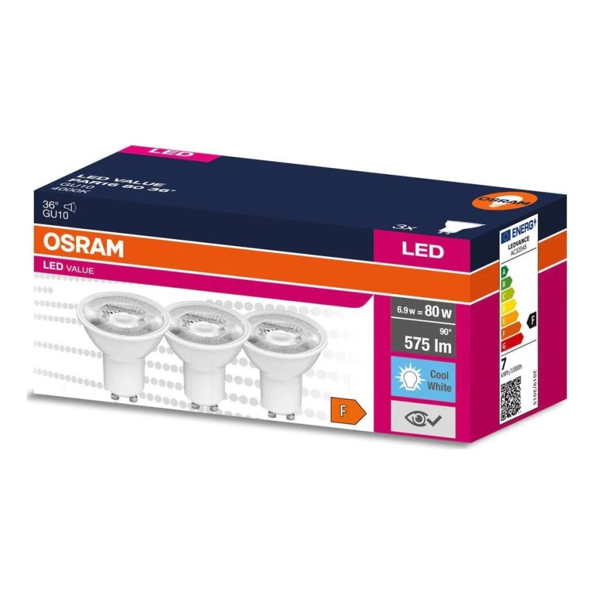 KIT 3x LED glödlampa PAR16 GU10/6,9W/230V 4000K – Osram