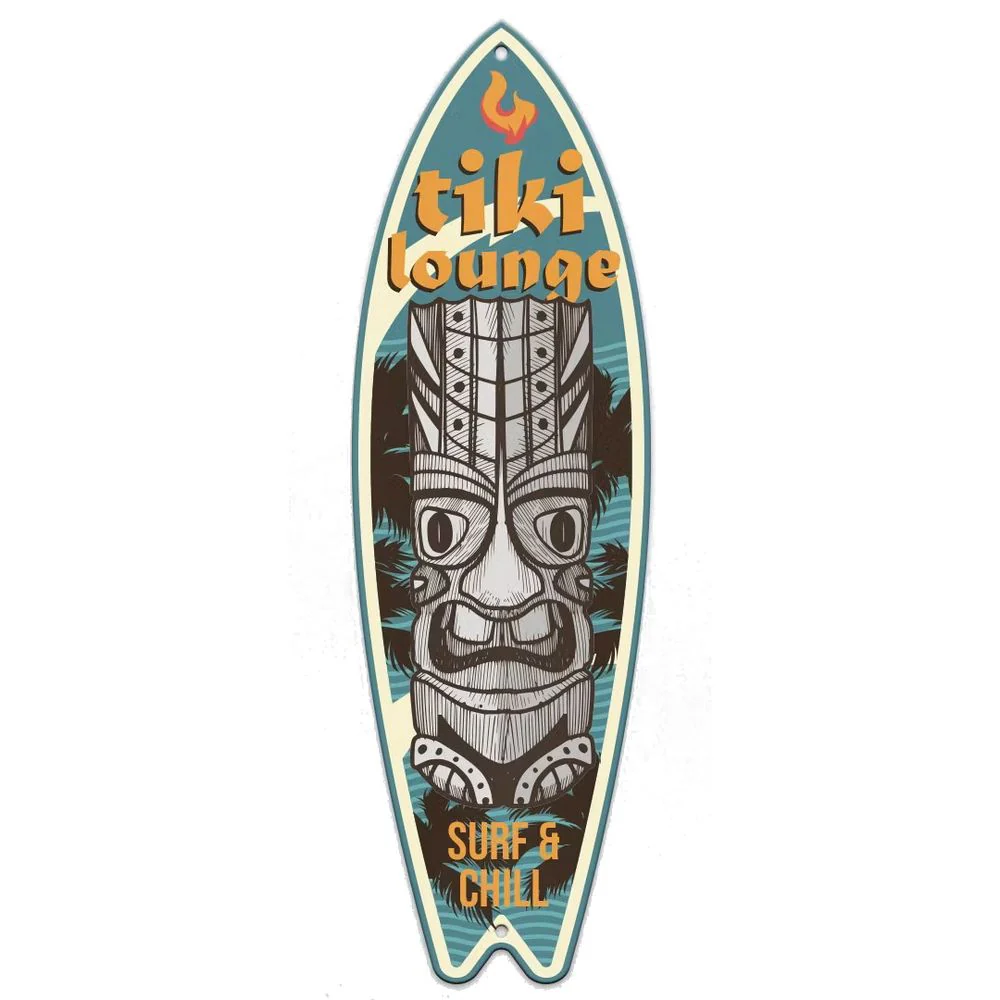 Retroworld Metallskylt Surfbräda Tiki Lounge – 32 x 10 cm