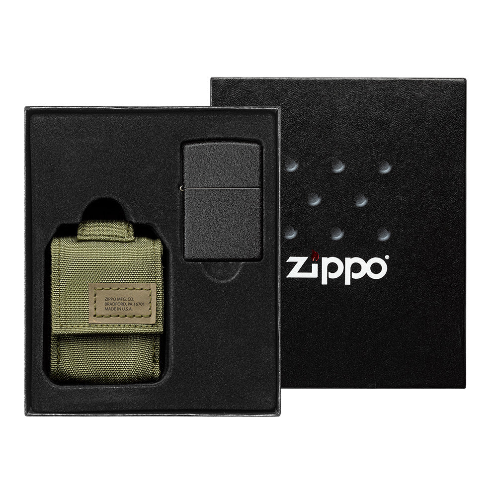 Zippo Molle Pouch Od Green + Black Crackle tändare
