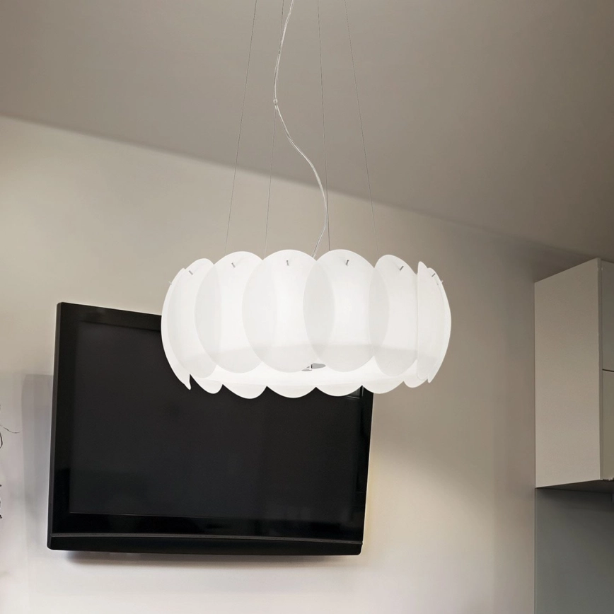 Ideal Lux – Ljuskrona på kabel OVALINO 8xE27/60W/230V Ø 55 cm vit