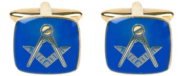 Masonic Cushion blå emalj manschettknappar