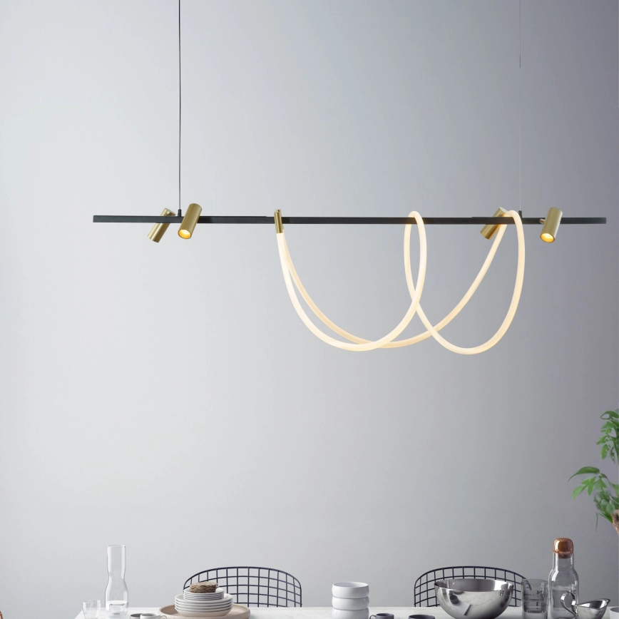 Zuma Line – LED dimbar taklampa LED/60W + LED/7,5W/230V 2700-6000K svart/guld + fjärrkontroll