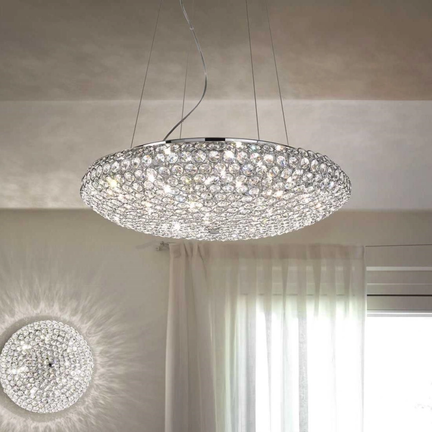 Ideal Lux – LED kristallkrona med textilsladd KING 12xG9/3W/230V diameter 65 cm skinande krom