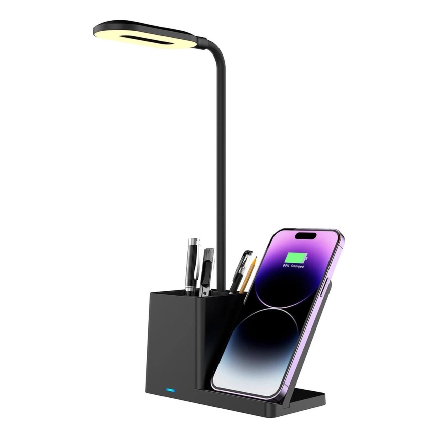 Rabalux – LED Dimbar bordslampa med trådlös laddning QI LED/4W/5V 3000/4000/6500K svart