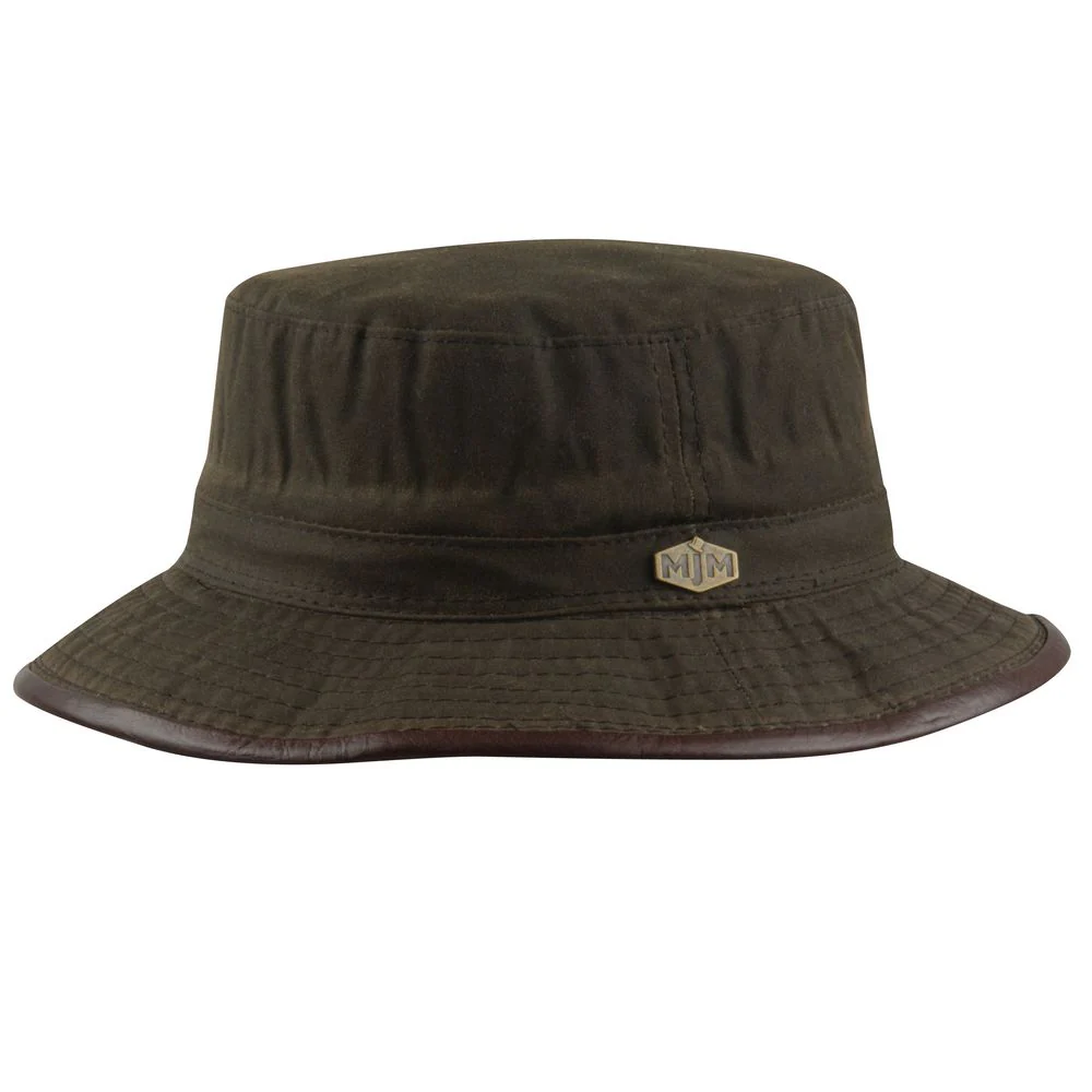 MJM 10044 Wax Cotton Brown Oilskin – Bucket Hat in Brown – S (56 cm)