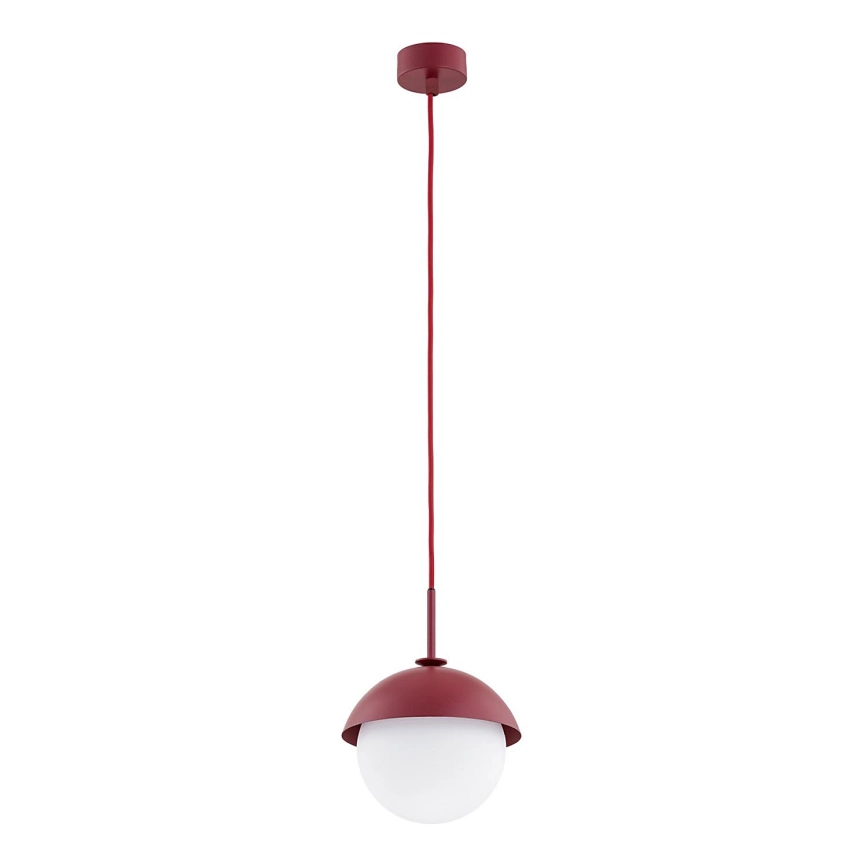 Argon 8296 – Ljuskrona med textilsladd CAPPELLO 1xE27/15W/230V röd