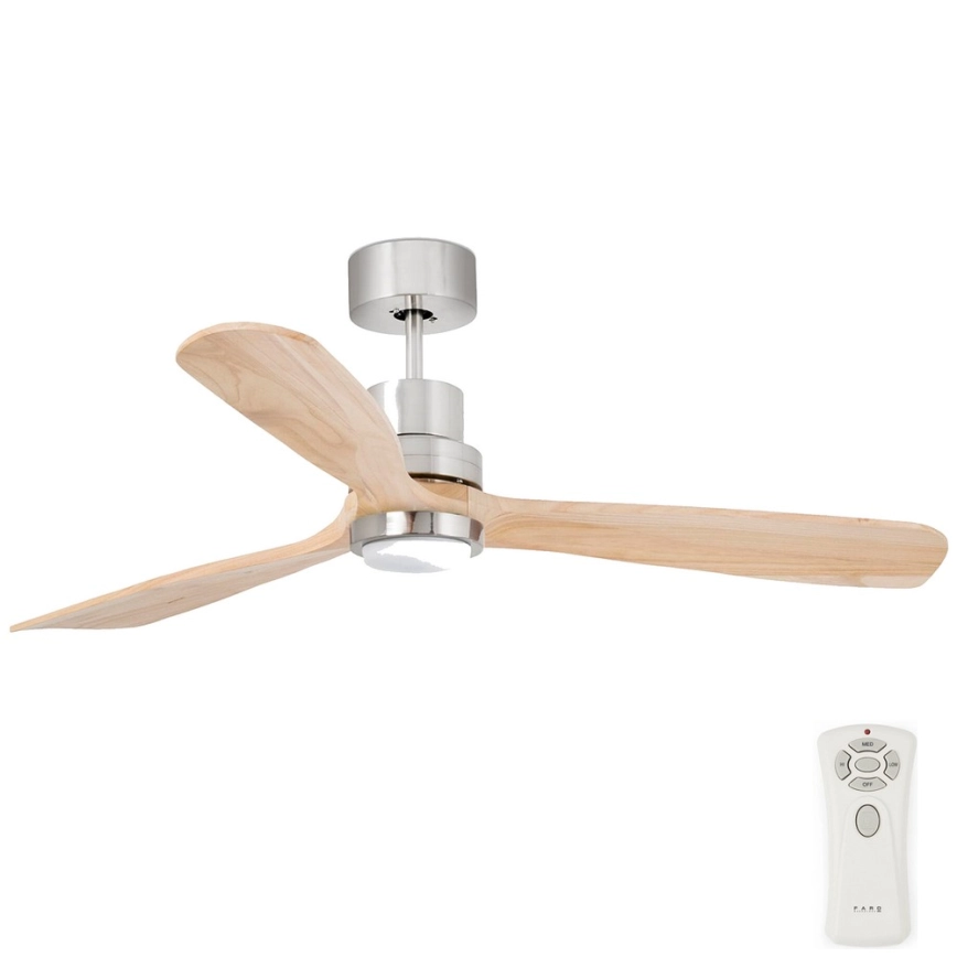 FARO 33560DC – LED Takfläkt LANTAU LED/15W/230V trä/krom Ø 132 cm + fjärrkontroll