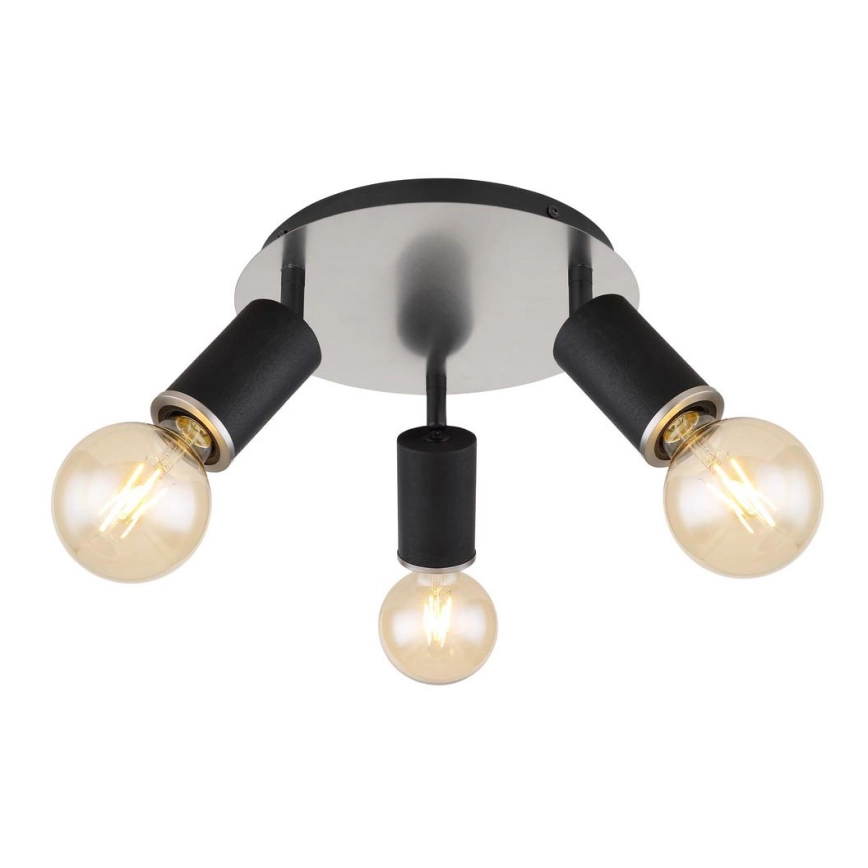 Globo – Spotlampa 3xE27/60W/230V svart trä
