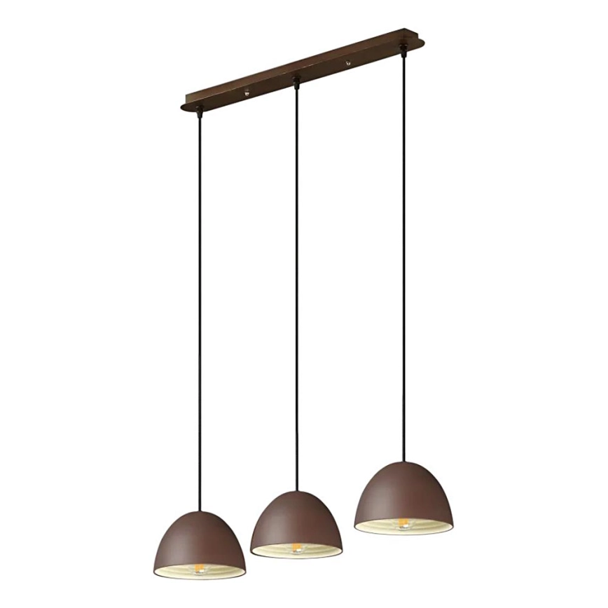 Ideal Lux – Ljuskrona med textilsladd FOLK 3xE27/60W/230V brun