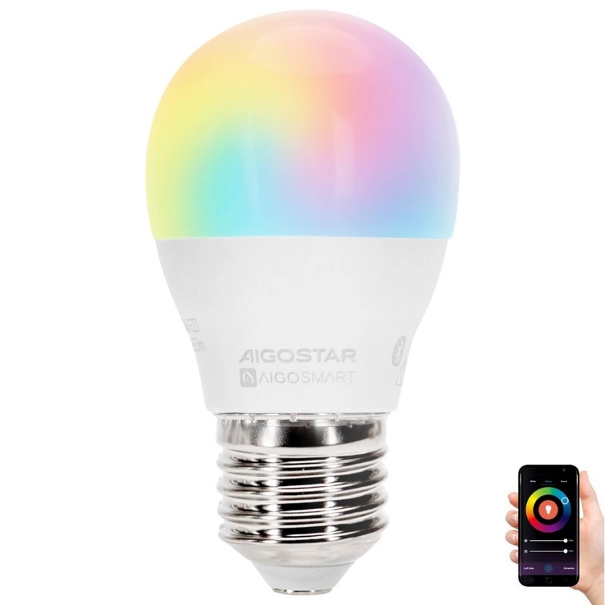 LED RGBW dimbar lampa G45 E27/6,5W/230V 2700-6500K – Aigostar