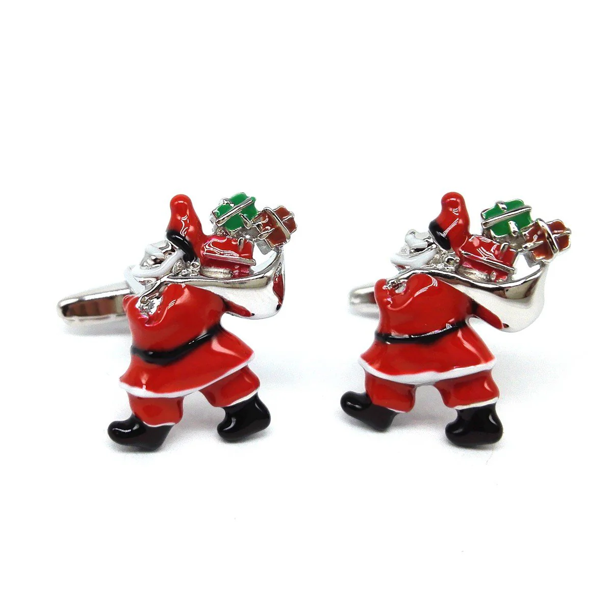 Manschettknappar jul – jultomten med gåva sag