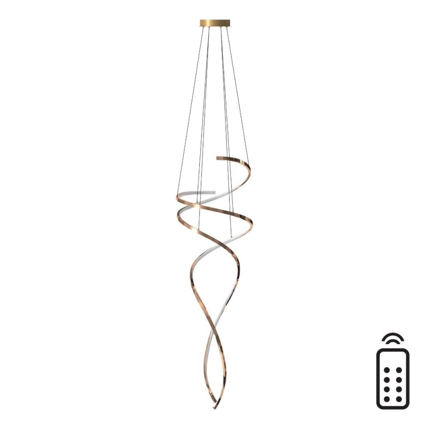Zuma Line – LED ljusreglerad ljuskrona på textilsladd LED/68W/230V 3000/4000/6000K Roséguld + fjärrkontroll