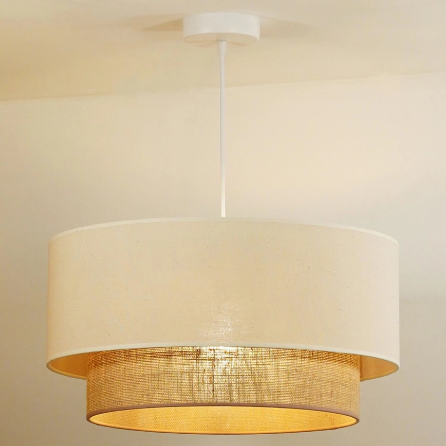 Duolla – Taklampa BOHO 1xE27/40W/230V Ø 45 cm krämvit/brun