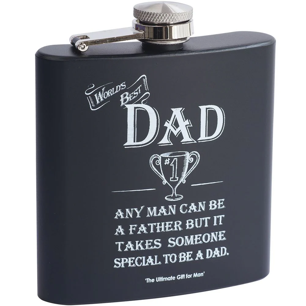 Ficklärka Worlds Best Dad – Svart i rostfritt stål – 17 cl