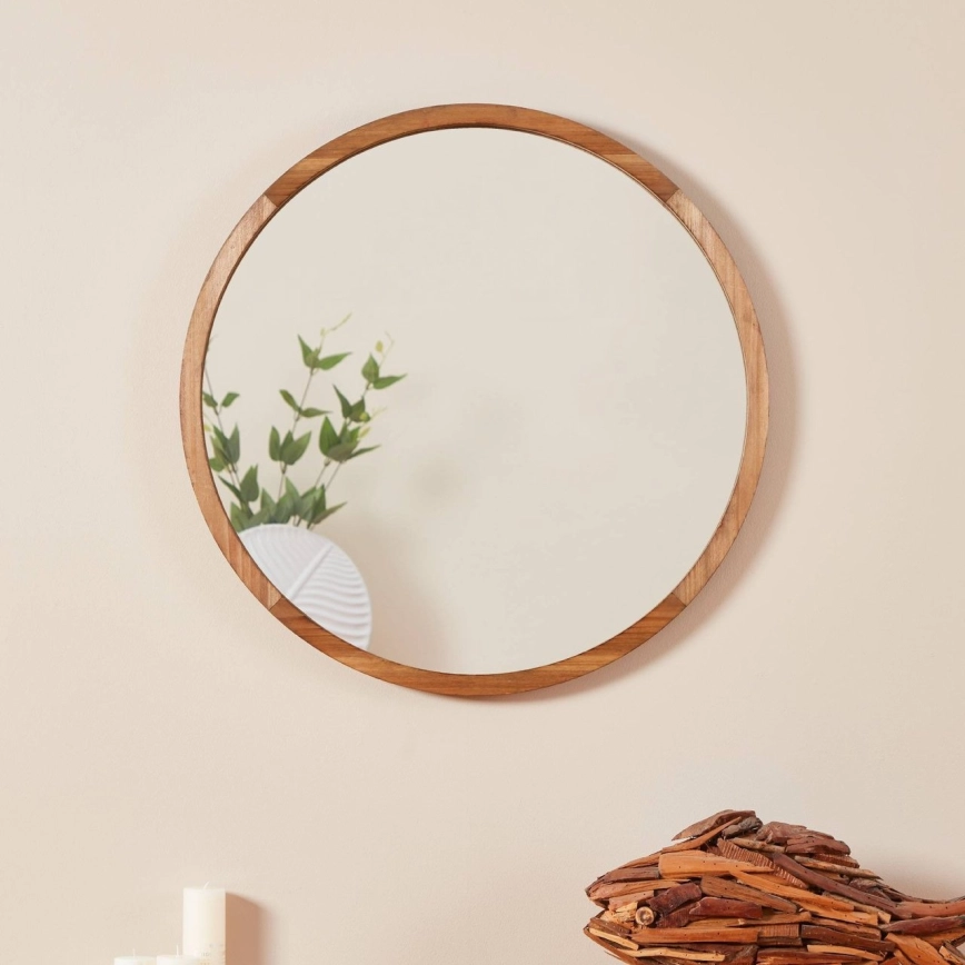Eglo – Väggspegel Ø 70 cm brun