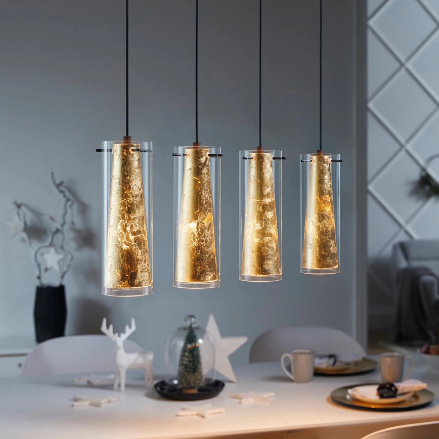 Eglo 97653 – Ljuskrona med snöre PFOR GOLD 4xE27/60W/230V