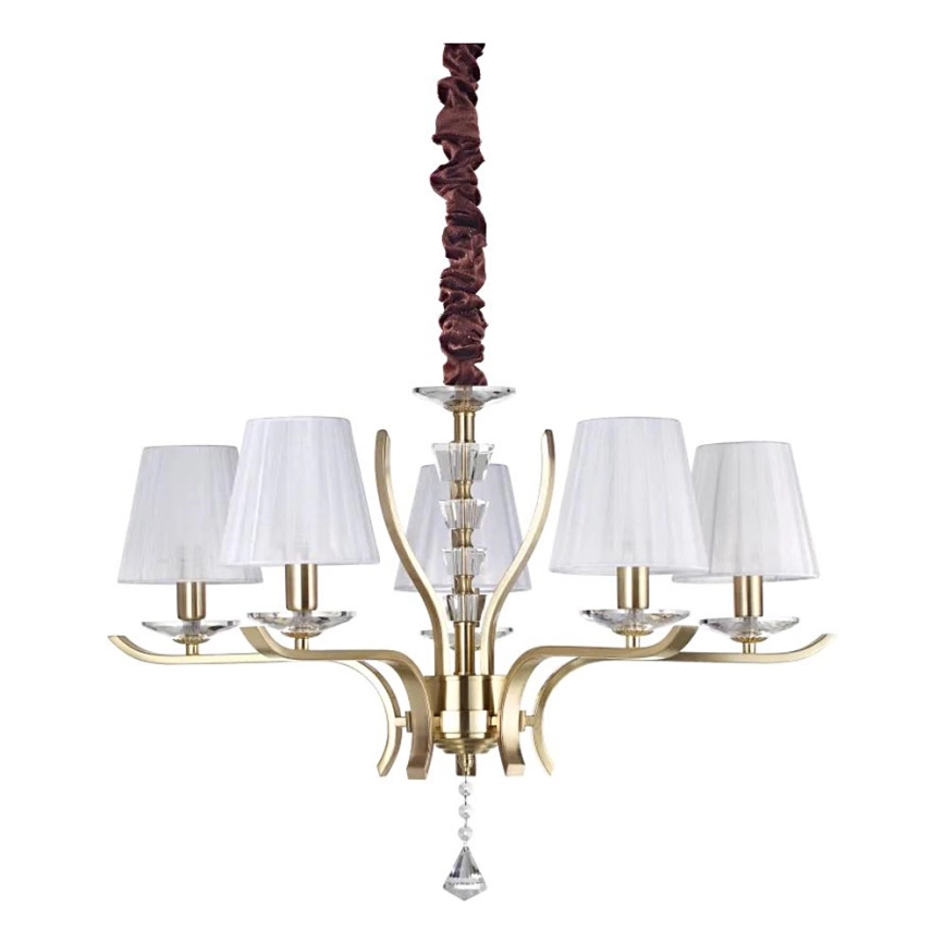Ideal Lux – Ljuskrona i kristal med kedja PEGASO 5xE14/28W/230V diameter 72 cm guld