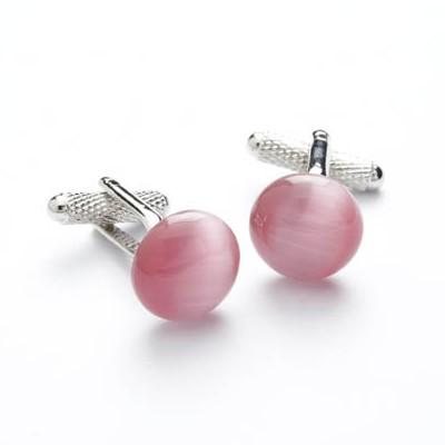 Manschettknappar runda rosa kattöga