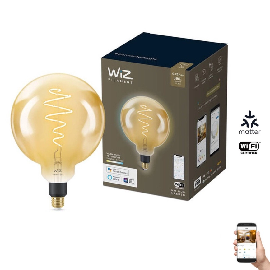 LED Dimbar glödlampa VINTAGE FILAMENT G200 E27/6W/230V 2000-5000K CRI 90 Wi-Fi – WiZ
