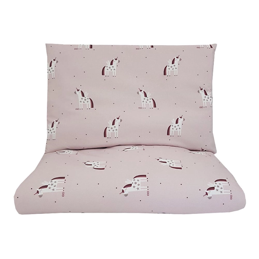 EKO – Cotton muslin bed linen för the crib UNICORN 2-piece