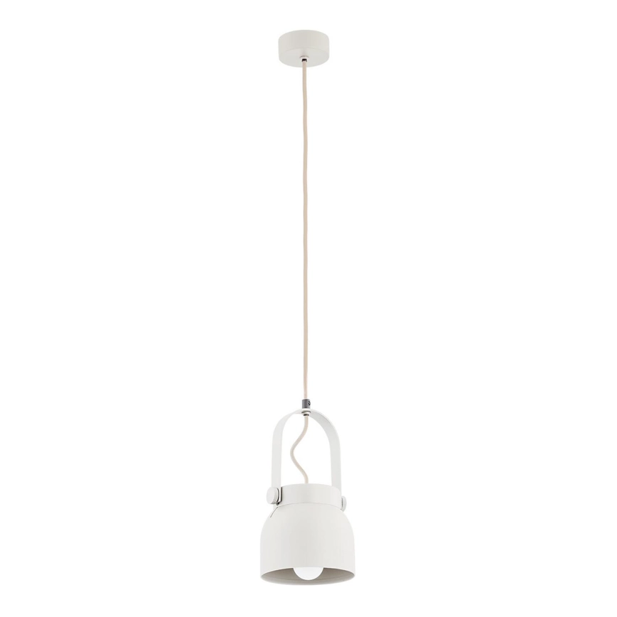 Argon 8290 – Ljuskrona med textilsladd LOGAN 1xE27/15W/230V diameter 14 cm vit