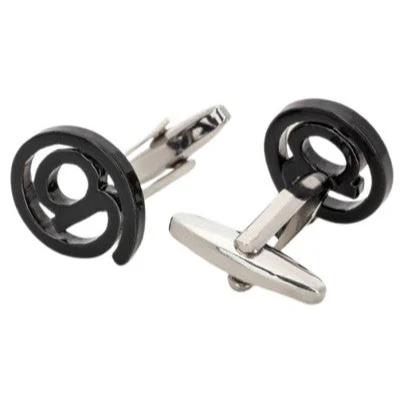 Manschettknappar Creative Designs – 100 % Rhodium – modell Symbol @ Black