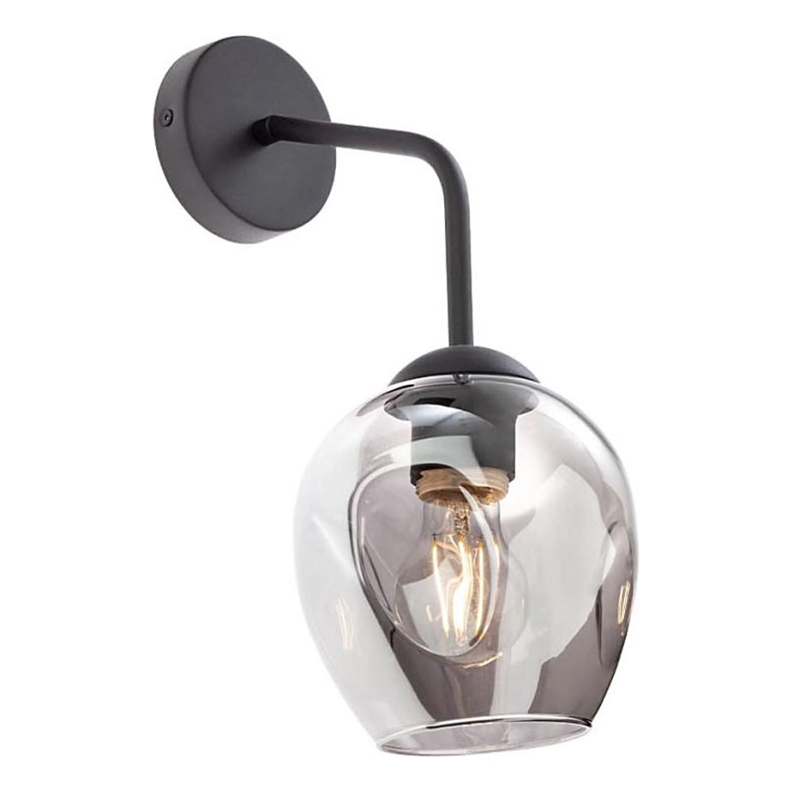 Redo 01-2618 – Vägglampa PIERCE 1xE27/42W/230V svart/rökig