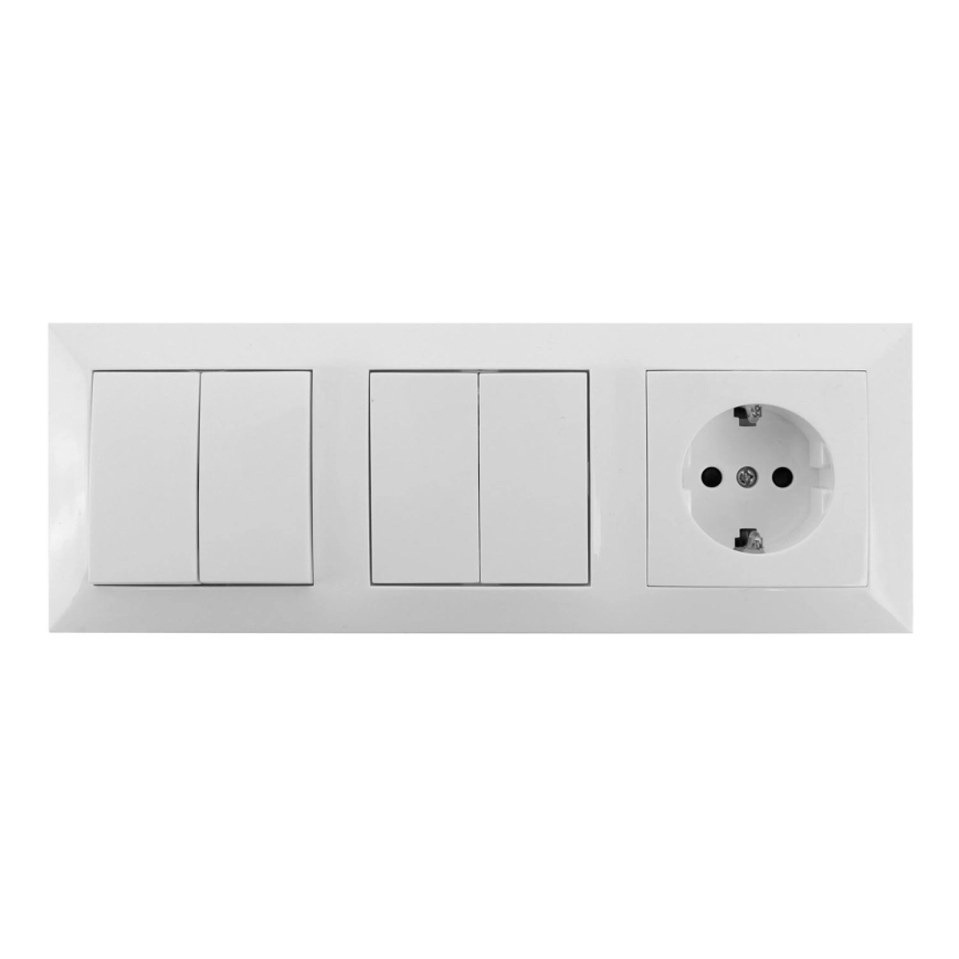 Aigostar – KIT 2x Väggbrytare för kontakt 2-knapp med uttag 1x16A/250V SCHUKO