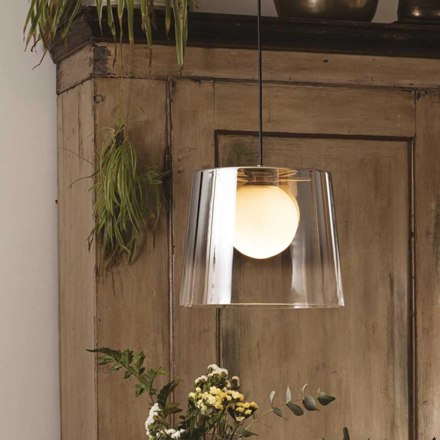 Ideal Lux – LED ljuskrona med textilsladd FADE 1xG9/3W/230V diameter 27,3 cm guld/rökig