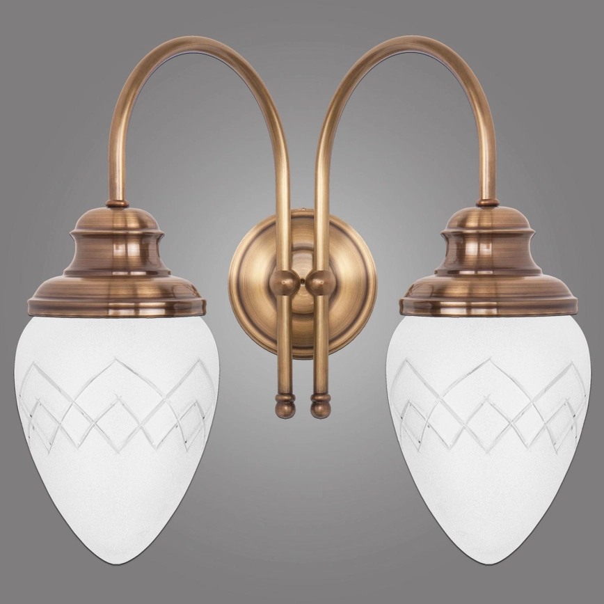 Kemar RI/K/2/M – Vägglampa RINAMA 2xE27/60W/230V mässing
