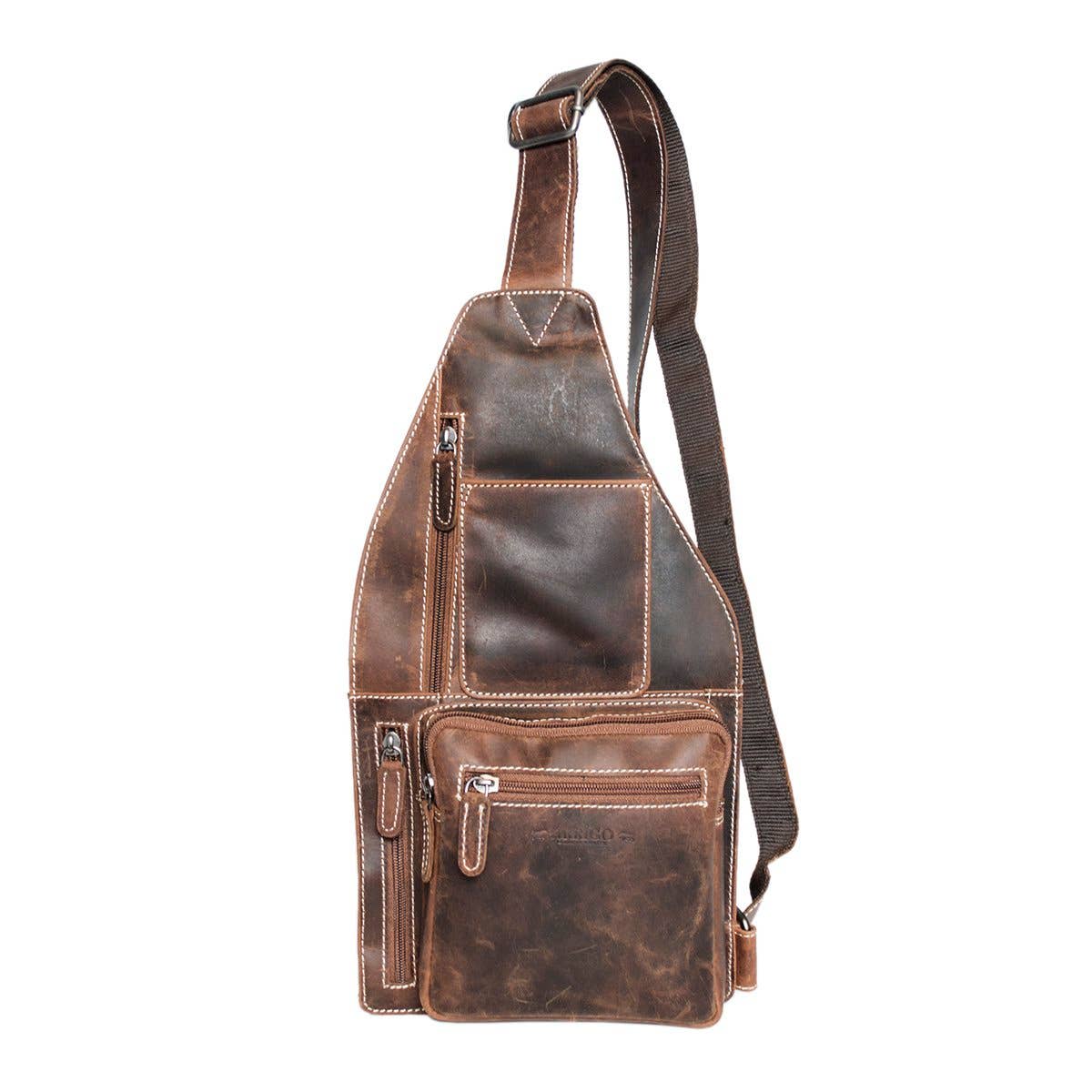 Arrigo crossbody axel bakom buffelläder – Cognac