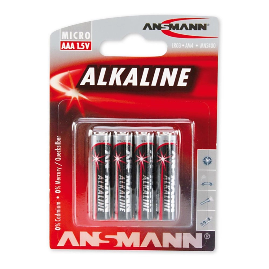 Ansmann 09630 LR03 AAA röd – 4st alkaliska batterier 1.5V