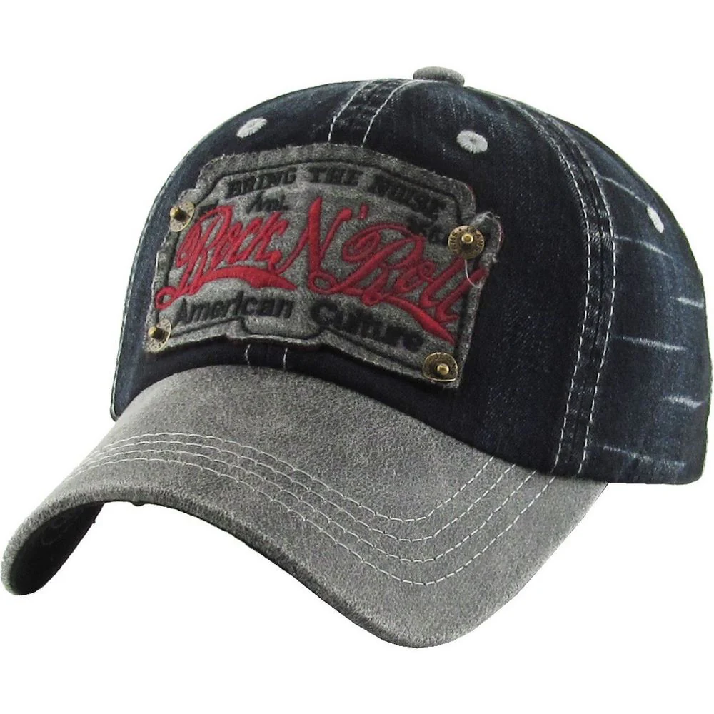 ROCK N ROLL VINTAGE BALLCAP – SVART DENIM
