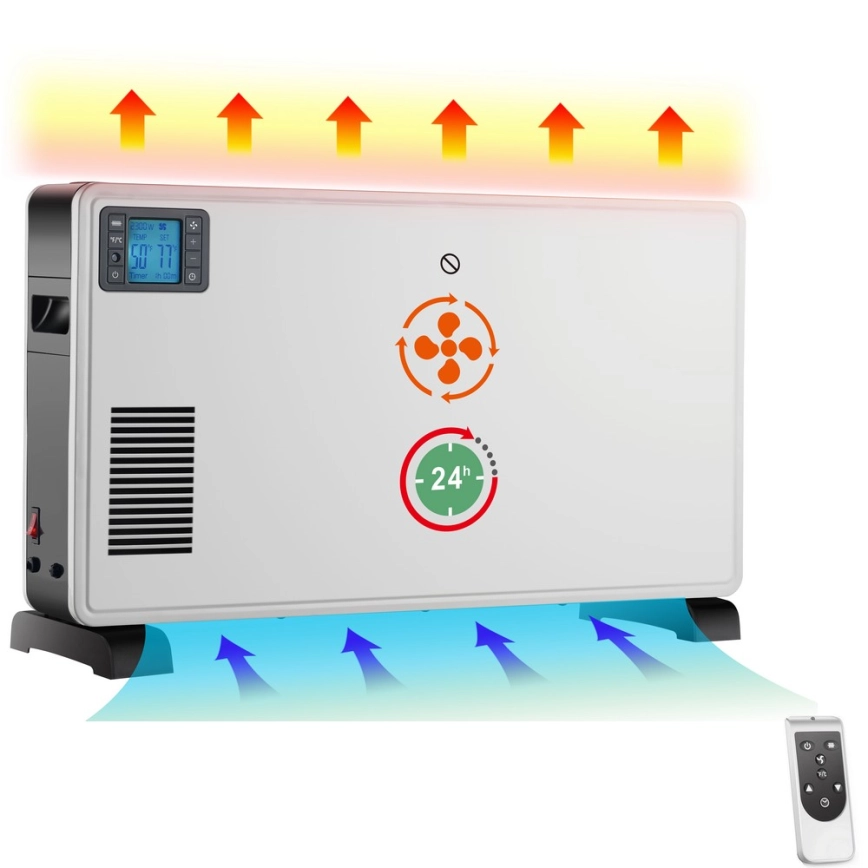 Brilagi – Elektrisk konvektorvärmare 1000/1300/2300W LCD/timer/TURBO/termostat vit+ RC