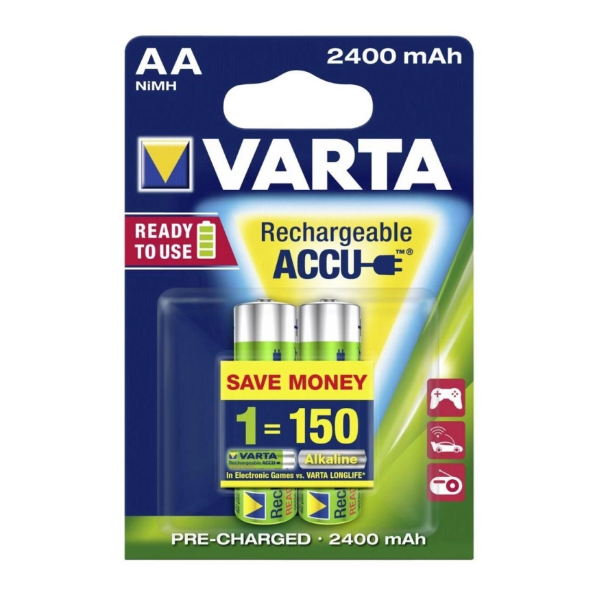 Varta 56706 – 2 st uppladdningsbara batterier ACCU AA NiMH/2100mAh/1,2V